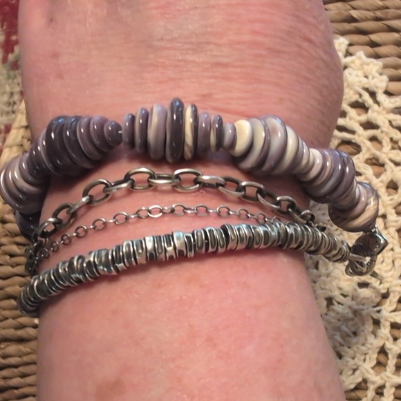 Solid Sterling Silver 3 Chain Bracelet with Wampum Jewelry - 💥SOLD💥"New"Wampum,Sterling Silver Bracelet